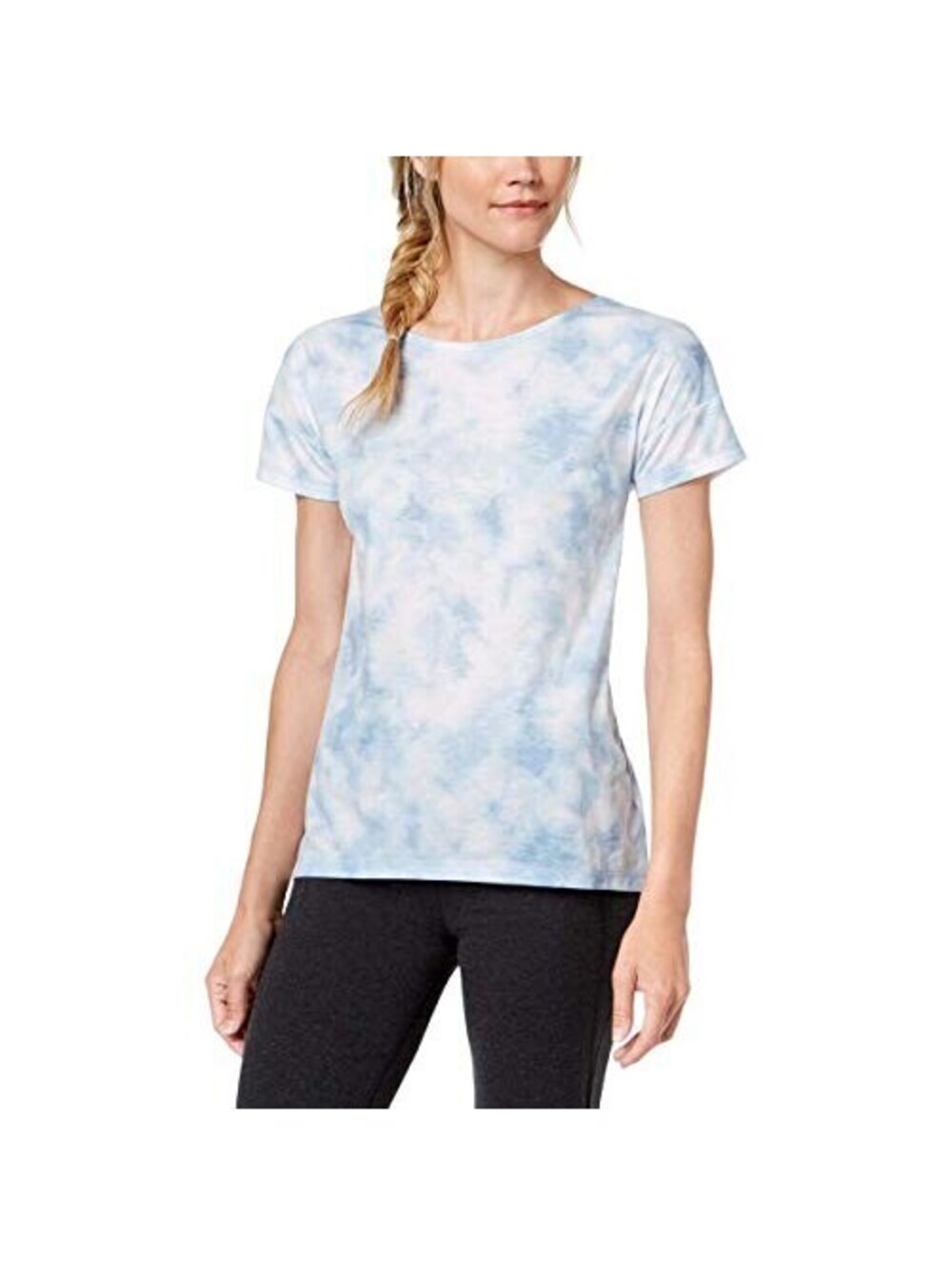 Ideology Womens Tie Dye Cutout Back Short Sleeve Athletic T-Shirt Size S
